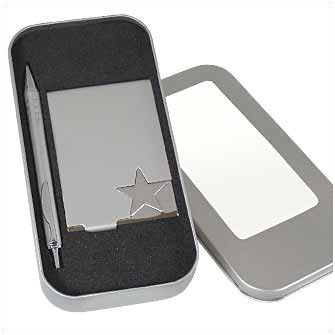Набор в алюминиевом футляре: ручка и визитница со звездой