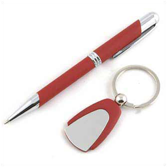 Набор подарочный: ручка и брелок (красные)