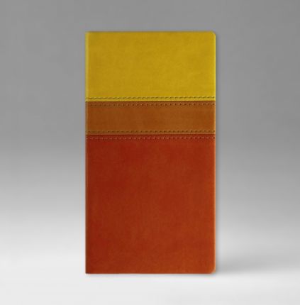 Еженедельник датированный 8х15 см, серия Евро, материал Принт Триколор, (арт. 380), цвет оранжевый с желтым