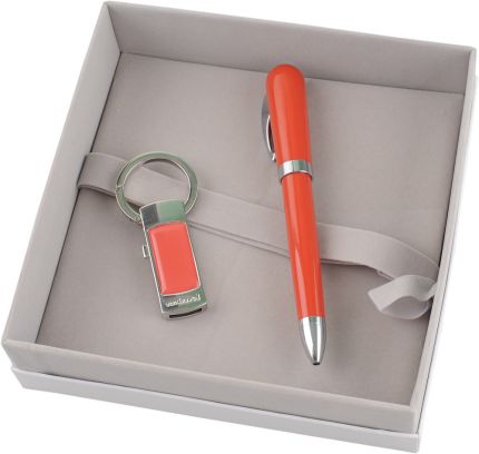 Подарочный набор Cacharel: брелок с USB-флеш-картой на 4 Гб, шариковая ручка