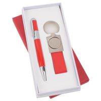 Набор "Экрю": шариковая ручка и брелок, цвет красный