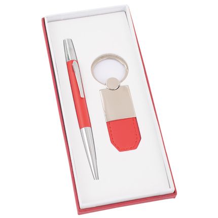 Набор "Калипсо": шариковая ручка и брелок, цвет красный