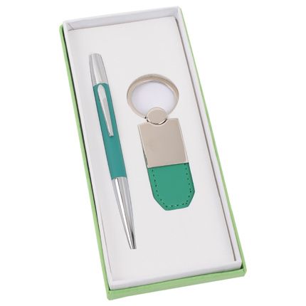 Набор "Калипсо": шариковая ручка и брелок, цвет зелёный