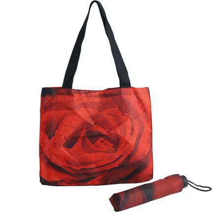 Подарочный набор "Роза": сумка и складной зонт