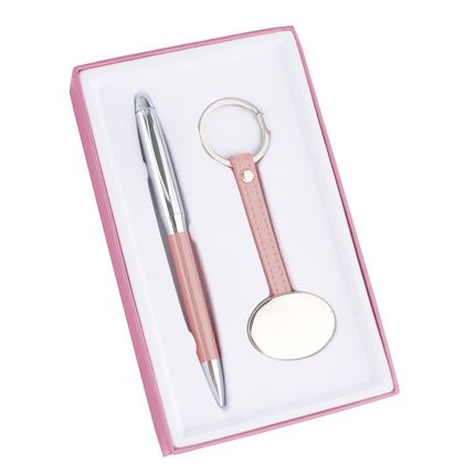 Набор "Авалон": шариковая ручка и брелок, цвет розовый