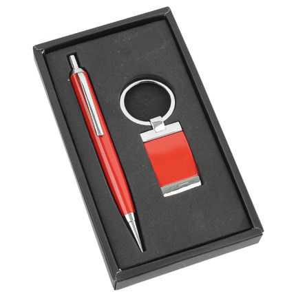 Набор "Эспот": шариковая ручка и брелок, цвет красный