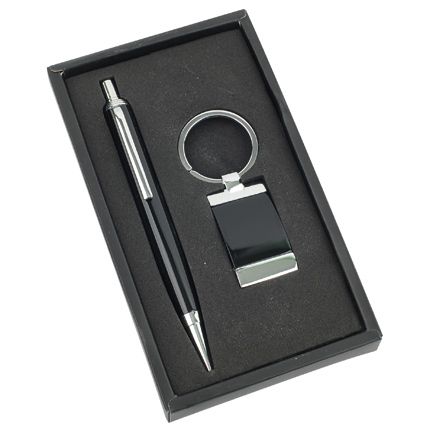 Набор "Эспот": шариковая ручка и брелок, цвет чёрный