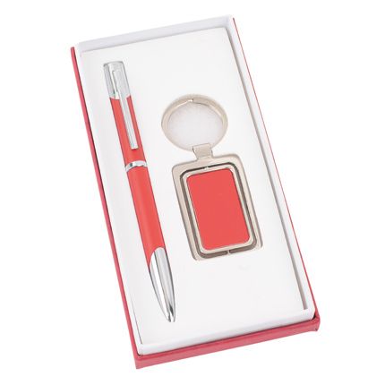 Набор "Эстель": шариковая ручка и брелок, цвет красный