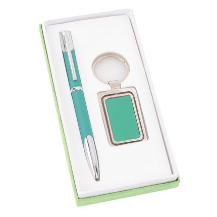 Набор "Эстель": шариковая ручка и брелок, цвет зелёный