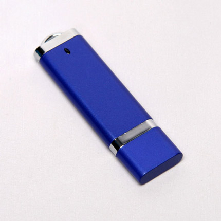 USB-Flash накопитель (флешка) из пластика классической прямоугольной формы, модель 002, объем памяти  4 Gb, цвет синий