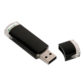 USB-Flash накопитель (флешка) из алюминия с прозрачными пластиковыми вставками, модель 014, объем памяти  4 Gb, цвет чёрный