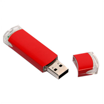 USB-Flash накопитель (флешка) из алюминия с прозрачными пластиковыми вставками, модель 014, объем памяти  4 Gb, цвет красный