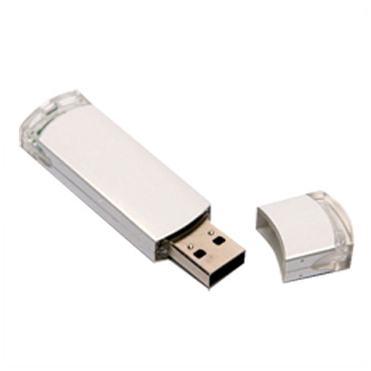 USB-Flash накопитель (флешка) из алюминия с прозрачными пластиковыми вставками, модель 014, объем памяти  4 Gb, цвет серебристый