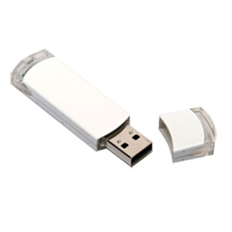 USB-Flash накопитель (флешка) из алюминия с прозрачными пластиковыми вставками, модель 014, объем памяти  4 Gb, цвет белый