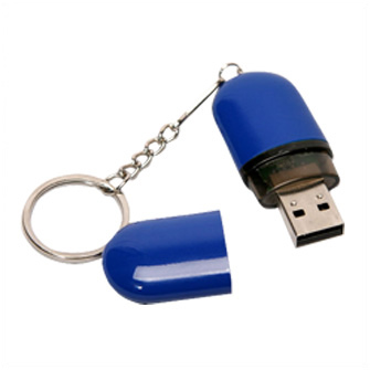 USB-Flash накопитель - брелок (флешка) из пластика каплевидной формы, модель 015, объем памяти  4 Gb, цвет синий