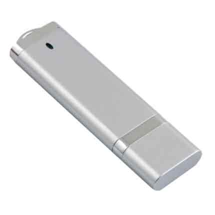 USB-Flash накопитель (флешка) из пластика классической прямоугольной формы, модель 002, объем памяти  4 Gb, цвет серебряный