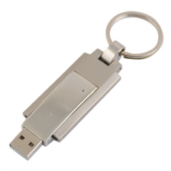USB-Flash накопитель - брелок (флешка) с кольцом в металлическом корпусе, модель 233, объем памяти  4 Gb, цвет серебристый