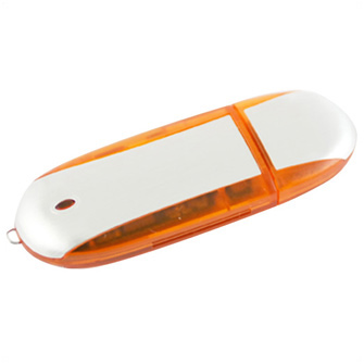 USB-Flash накопитель (флешка) с алюминиевой вставкой,  4 Gb. Оранжевый