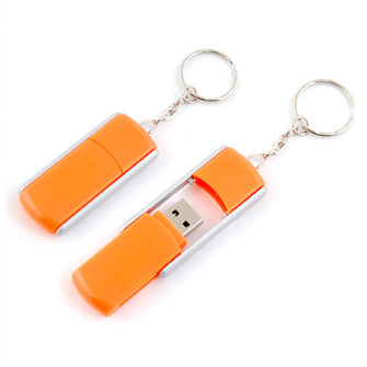 USB-Flash накопитель - брелок (флешка) "TWIST" раздвижной с кольцом для ключей,  4 Gb. Оранжевый
