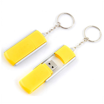 USB-Flash накопитель - брелок (флешка) "TWIST" раздвижной с кольцом для ключей,  4 Gb. Жёлтый
