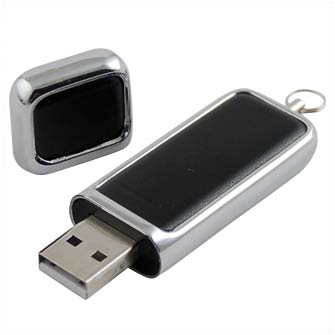 USB-Flash накопитель (флешка) "Hard rock"  в кожаном корпусе с металлическими вставками,  4 Gb. Черный