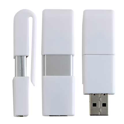 USB-Flash накопитель - брелок (флешка) "СLIP",  4 Gb. Белый