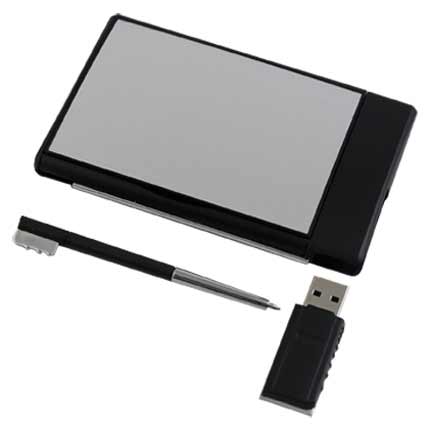 Функциональный набор "USB cardholder": визитница с  флешкой  4 Gb и ручкой, чёрный/серебряный