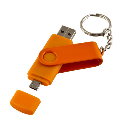 USB-Flash накопитель - брелок (флешка) "On-the-Go" с microUSB разъемом, 4 Gb, оранжевый