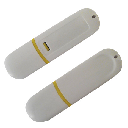 USB-Flash накопитель (флешка)  "BIS" из пластика с цветной полосой,  4 GB, желтый