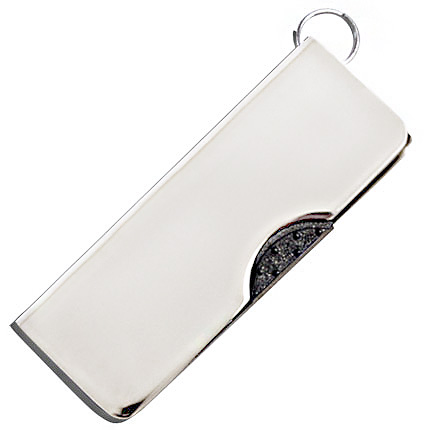 USB-Flash накопитель - брелок (флешка) "FLIP",  4 Gb, в металлическом корпусе с пластиковыми вставками, серебряный цвет