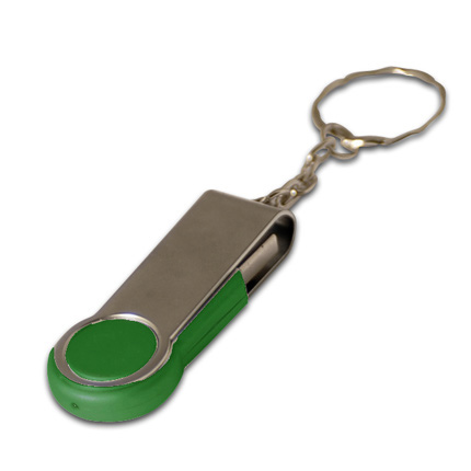 USB-Flash накопитель - брелок (флешка) "Swing",  4 Gb, в металлическом корпусе с пластиковыми вставками, зелёный