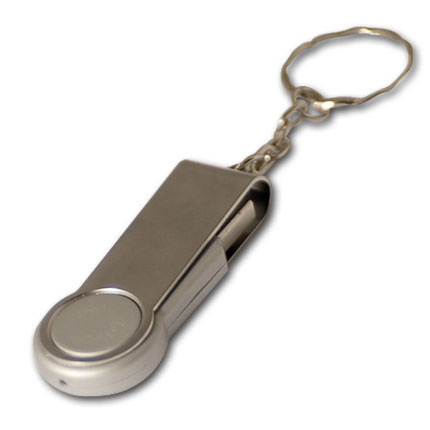 USB-Flash накопитель - брелок (флешка) "Swing",  4 Gb, в металлическом корпусе с пластиковыми вставками, серебряный