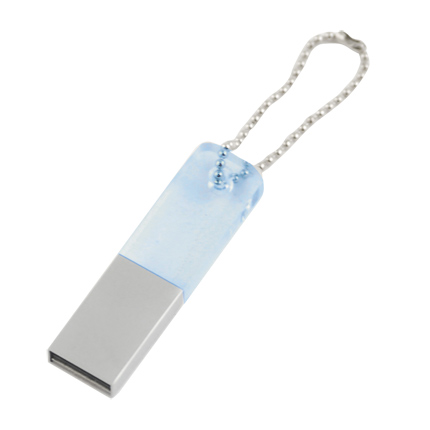 USB-Flash накопитель (флешка) "Reflex", 4 Gb, со стеклянной вставкой, светло-голубой