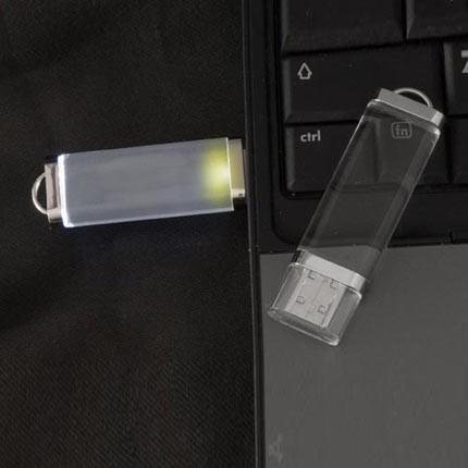 USB-Flash накопитель (флешка) прозрачная "SHINE" из акрила,  4 Gb, с желтой подсветкой