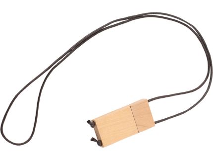 Флеш-карта USB 2.0 на  4 Gb в деревянном корпусе на шнурке, цвет бежевый