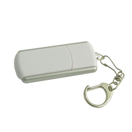 USB-Flash накопитель - брелок (флешка) прямоугольной формы из пластика с выдвижным механизмом, модель 040, объем памяти  4 Gb, цвет белый