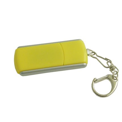 USB-Flash накопитель - брелок (флешка) прямоугольной формы из пластика с выдвижным механизмом, модель 040, объем памяти  4 Gb, цвет жёлтый