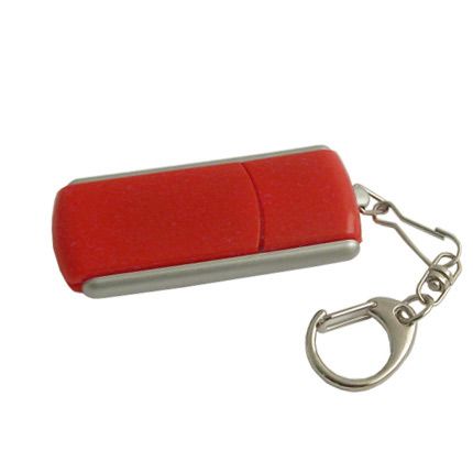 USB-Flash накопитель - брелок (флешка) прямоугольной формы из пластика с выдвижным механизмом, модель 040, объем памяти  4 Gb, цвет красный