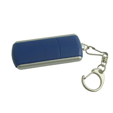 USB-Flash накопитель - брелок (флешка) прямоугольной формы из пластика с выдвижным механизмом, модель 040, объем памяти  4 Gb, цвет синий