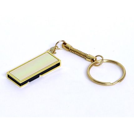 USB-Flash накопитель - брелок (флешка) в металлическом корпусе, модель Mini Gold, объем памяти  4 Gb, цвет золотой