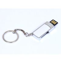 USB-Flash накопитель - брелок (флешка) с выдвижным мини чипом, модель 401, объем памяти  4 Gb, цвет белый