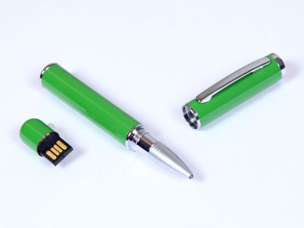 USB-Flash накопитель (флешка) - металлическая ручка, модель 366, объем памяти  4 Gb, цвет зелёный