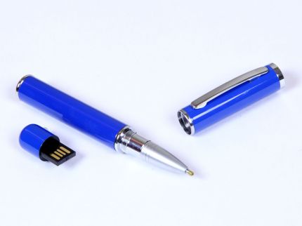 USB-Flash накопитель (флешка) - металлическая ручка, модель 366, объем памяти  4 Gb, цвет синий