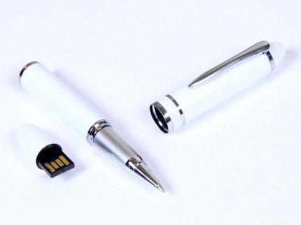 USB-Flash накопитель (флешка) - металлическая ручка, модель 370, объем памяти  4 Gb, цвет белый
