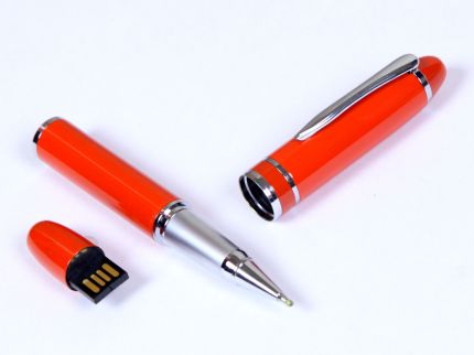 USB-Flash накопитель (флешка) - металлическая ручка, модель 370, объем памяти  4 Gb, цвет оранжевый