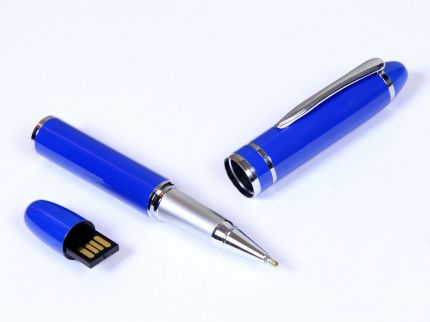 USB-Flash накопитель (флешка) - металлическая ручка, модель 370, объем памяти  4 Gb, цвет синий
