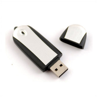 USB-Flash накопитель (флешка) с алюминиевой вставкой,  8 Gb. Черный
