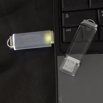 USB-Flash накопитель (флешка) прозрачная "SHINE" из акрила,  8 Gb, с желтой подсветкой