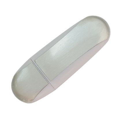 USB-Flash накопитель (флешка) овальной формы из пластика с металлическими вставками, модель 017, объем памяти  8 Gb, цвет белый