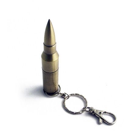 USB-Flash накопитель - брелок (флешка) в виде патрона от AK-47, модель Bullet1, объем памяти  8 Gb